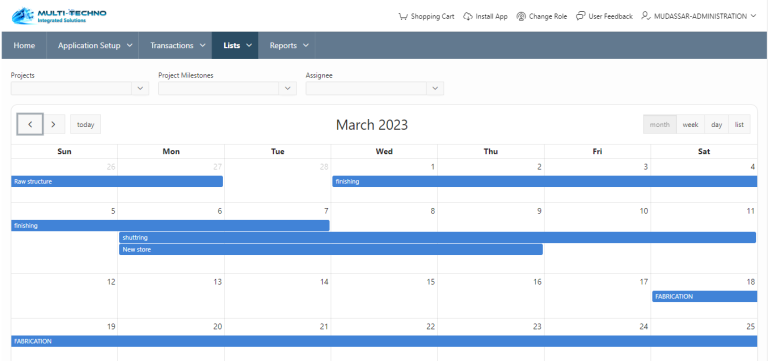 Construction & Project Management System of Multi-Techno Software Com